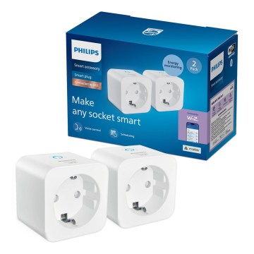 Philips - 2 db-os okos SCHUKO konnektor 2300W Wi‑Fi