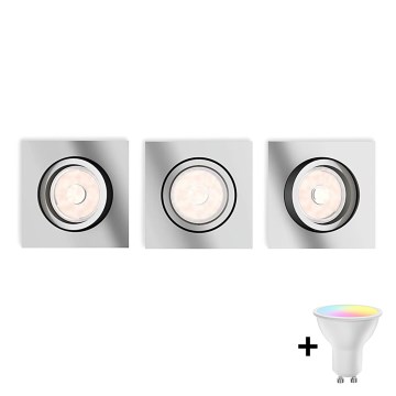 Philips - 3 darabos készlet: dimmelhető LED RGBW beépíthető mennyezeti lámpatest DONEGAL 3xGU10/4,8W/230V + távirányító