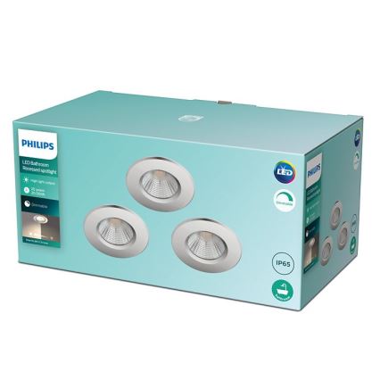 Philips - 3 darabos készlet fényerőszabályozható DIVE fürdőszobai LED lámpatest LED/5,5W/230V IP65