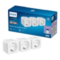 Philips - 3 darabos okos SCHUKO konnektor szett, 2300W, Wi-Fi