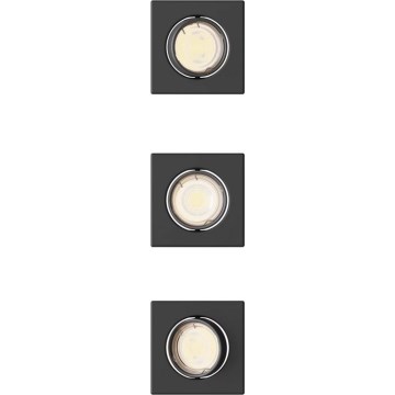 Philips - 3 darabos PERIDOT süllyesztett lámpatest készlet, 1x GU10/7W/230V, fekete