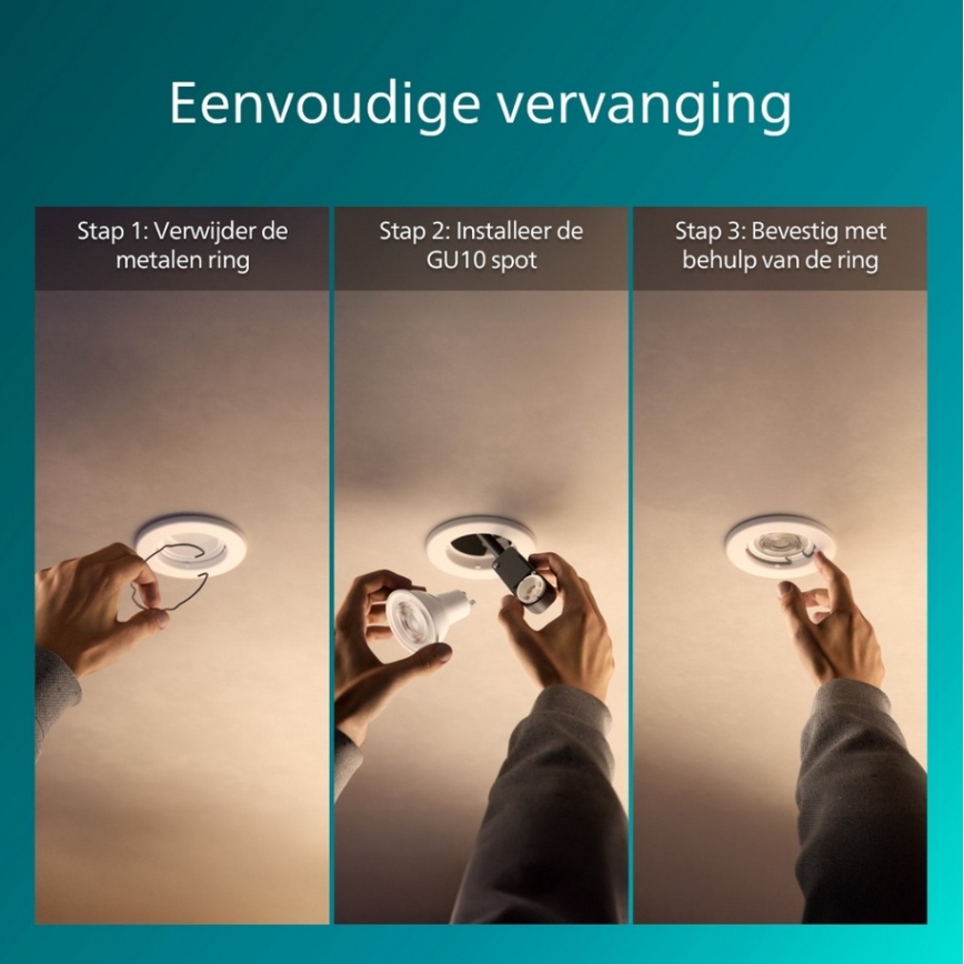 Philips - 3 darabos PERIDOT süllyesztett mennyezeti lámpa szett 1xGU10/7W/230V fehér