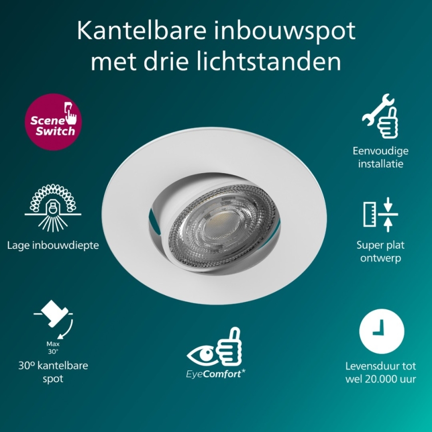 Philips - 3 darabos CILANTRO LED dimmelhető süllyesztett mennyezeti lámpatest LED/5W/230V 4000K fehér