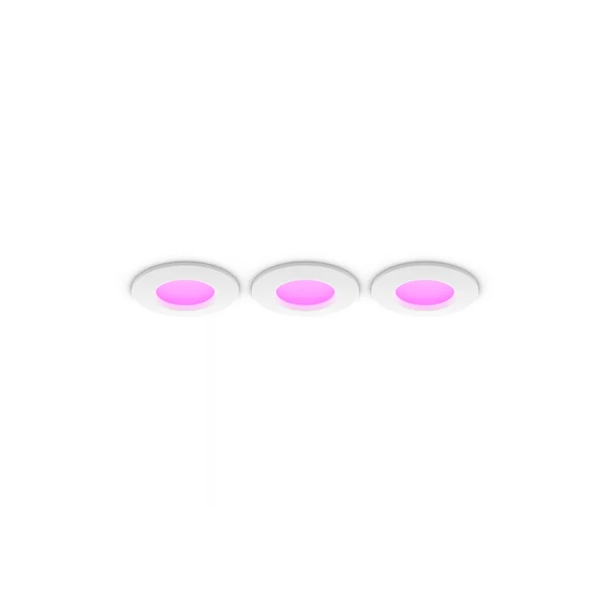 Philips - SZETT 3x LED RGBW Dimmelhető fürdőszobai beépíthető mennyezeti lámpa Hue SLIM LED/8,3W/230V 1000-20000K fehér P44