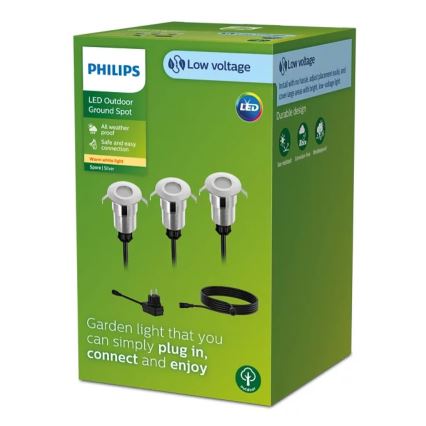 Philips - Készlet 3 db LED kültéri beépíthető lámpa SPORE LED/1W/24/230V IP67