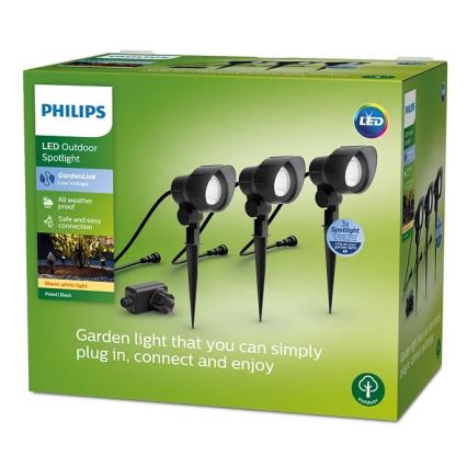 Philips - 3 darabos készlet kültéri LED spotlámpa LED/6W/230V 2700K IP44