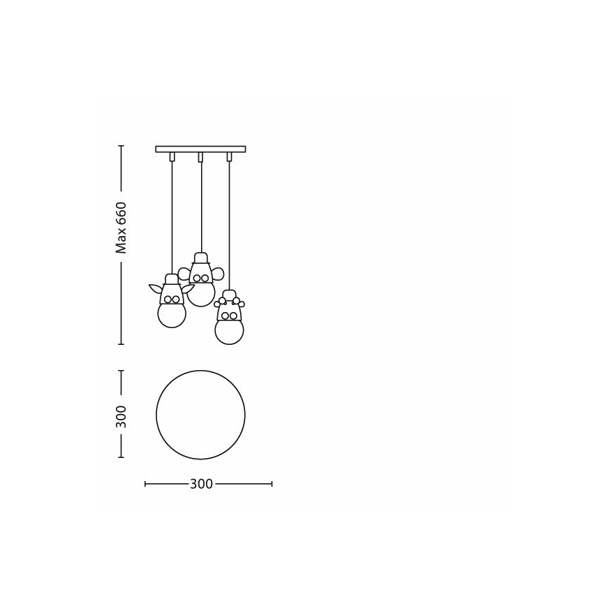 Philips 40594/55/16 - gyerek csillár MYKIDSROOM ZOO 3xE27/12W