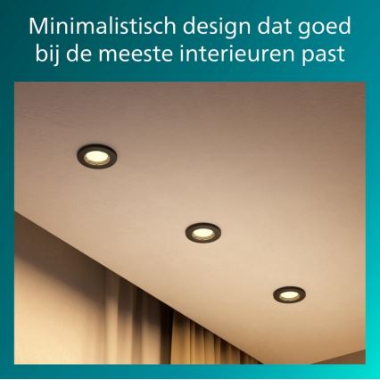 Philips - 5 darabos PERIDOT beépíthető lámpatest 1xGU10/7W/230V, fekete