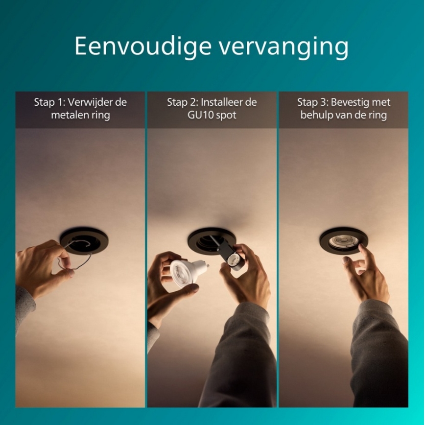 Philips - 5 darabos PERIDOT beépíthető lámpatest 1xGU10/7W/230V, fekete