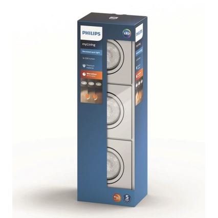 Philips  50393/11/P0 - KÉSZLET 3xLED Szabályozható lámpa SHELLBARK LED/4,5W/230V