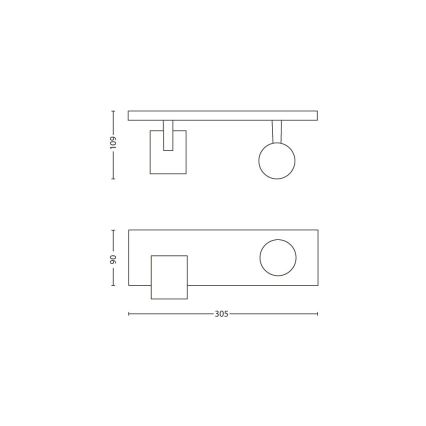 Philips 53092/48/16 - Spotlámpa RUNNER ezüst 2xGU10/35W/230V