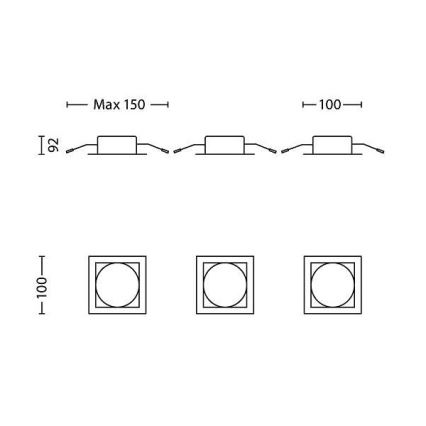 Philips 59193/17/16 - KÉSZLET 3x LED beépíthető lámpa PORRIMA 1xLED/4,5W/230V
