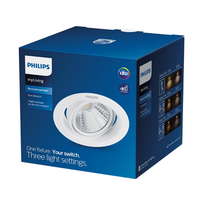 Philips - Dimmelhető LED beépíthető mennyezeti lámpatest SCENE SWITCH LED/3W/230V 2700K