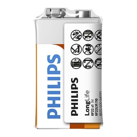 Philips 6F22L1F/10 - cink-klorid elem 6F22 LONGLIFE 9V