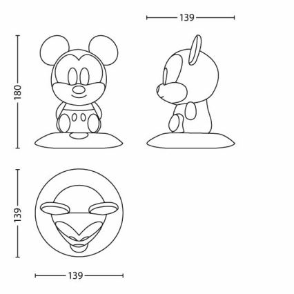 Philips 71709/30/16 -  LED-es gyerek lámpa DISNEY SOFTPAL MICKEY LED/1W