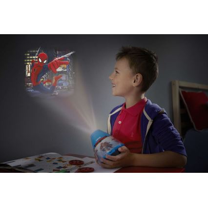 Philips 71769/40/16 - Gyermek asztali lámpa és projektor DISNEY SPIDER-MAN 1xLED + 3xLED 0,1W/0,3W/4.5V