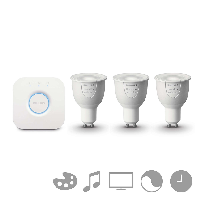 Philips 8718696508626 - Induló készlet HUE, 3xGU10/6,5W + csatlakozó berendezés