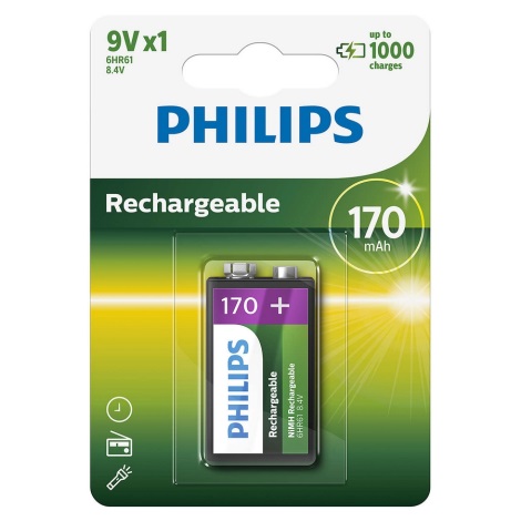 Philips 9VB1A17/10 - tölthető elem MULTILIFE NiMH/9V/170 mAh