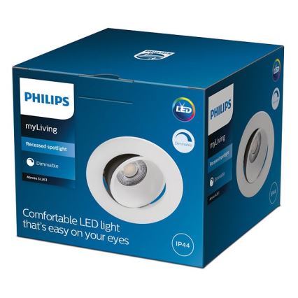Philips - LED állítható fényerejű fürdőszobai beépíthető lámpa ABROSA 1xLED/9W/230V IP44