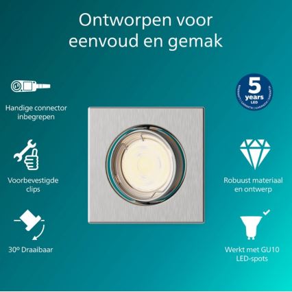 Philips - Beépíthető lámpatest PERIDOT 1xGU10/7W/230V ezüst