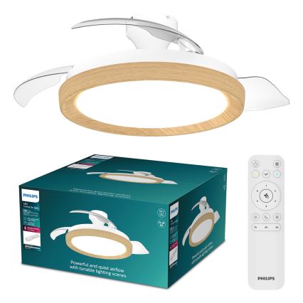 Philips - LED dimmelhető mennyezeti lámpa ventilátorral BLISS LED/35W/230V barna + távirányító