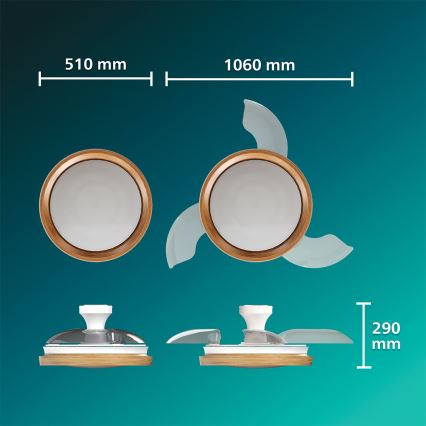 Philips - LED dimmelhető mennyezeti lámpa ventilátorral BLISS LED/35W/230V barna + távirányító