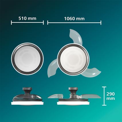 Philips - LED dimmelhető mennyezeti lámpa ventilátorral BLISS LED/35W/230V fekete + távirányító