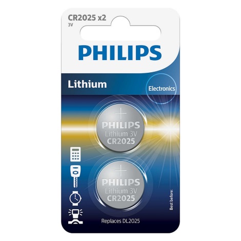 Philips CR2025P2/01B - 2 db Líthium gombelem CR2025 MINICELLS 3V