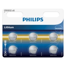 Philips CR2032P6/01B - 6 db lítium gombelem CR2032 MINICELLS 3V 240mAh