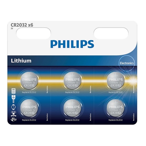 Philips CR2032P6/01B - 6 db lítium gombelem CR2032 MINICELLS 3V