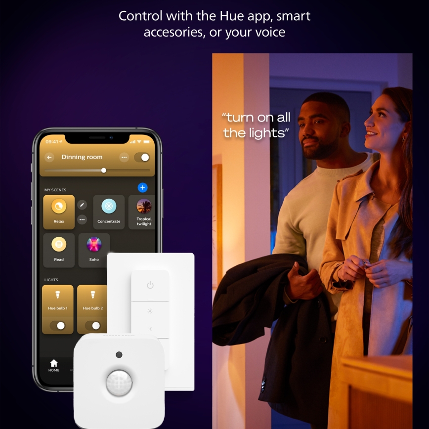 Philips - LED dimmelhető mennyezeti lámpatest Hue AURELLE LED/19W/230V 2200-6500K 30x30 cm fekete