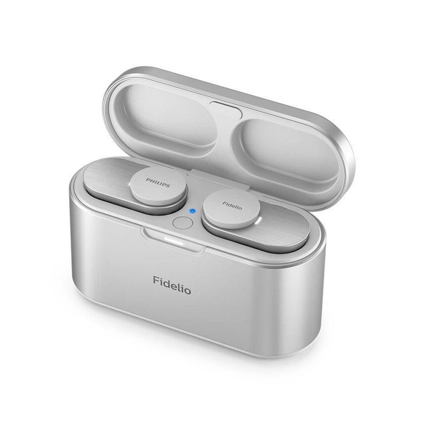 Philips Fidelio T1WT/00 - Vezetélk nélküli fejhallgató IPX4 2x 60 mAh + 650 mAh ezüst