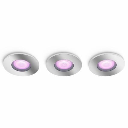 Philips - 3 db-os készlet RGB LED állítható fényerejű fürdőszobai világítás Hue XAMENTO 1xGU10/5,7W/230V IP44 2000-6500K