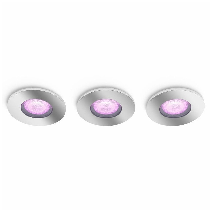 Philips - 3 db-os készlet RGB LED állítható fényerejű fürdőszobai világítás Hue XAMENTO 1xGU10/5,7W/230V IP44 2000-6500K