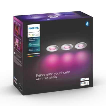 Philips - 3 db-os készlet RGB LED állítható fényerejű fürdőszobai világítás Hue XAMENTO 1xGU10/5,7W/230V IP44 2000-6500K