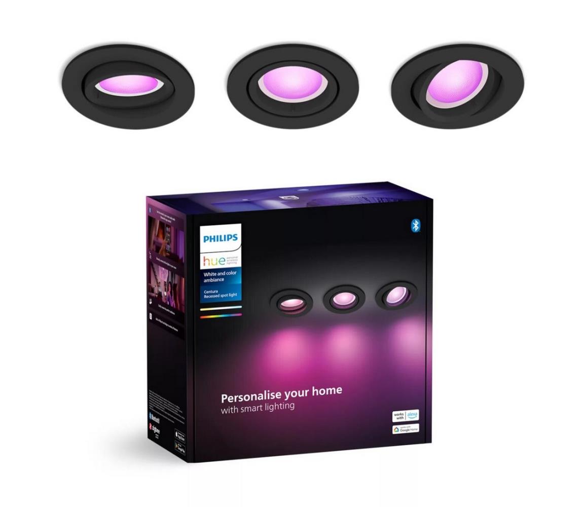 Philips Hue CENTURA 3xLED RGBW stmívatelné podhledové 1xGU10/4,2W/230V 8720169318977
