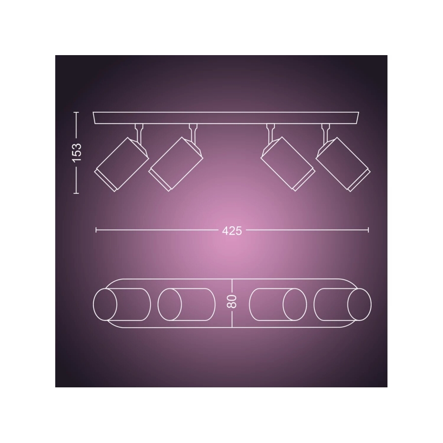 Philips - LED RGBW Dimmerelhető spotlámpa Hue FUGATO 4xGU10/4,2W/230V 2000-6500K fekete