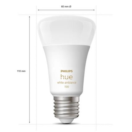 Philips Hue White Ambiance kezdőcsomag 3xE27/11W 2200-6500K + Hue Bridge és fényerőszabályzó kapcsoló