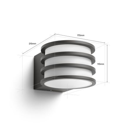 Philips - LED RGB dimmelhető kültéri fali lámpa Hue LUCCA 1xE27/8,1W/230V 1000-20000K IP44