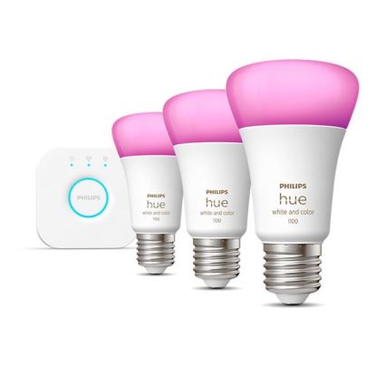 Alap Philips Hue WHITE AND COLOR AMBIANCE 3xE27/9W/230V 2000-6500K + összekötő eszköz