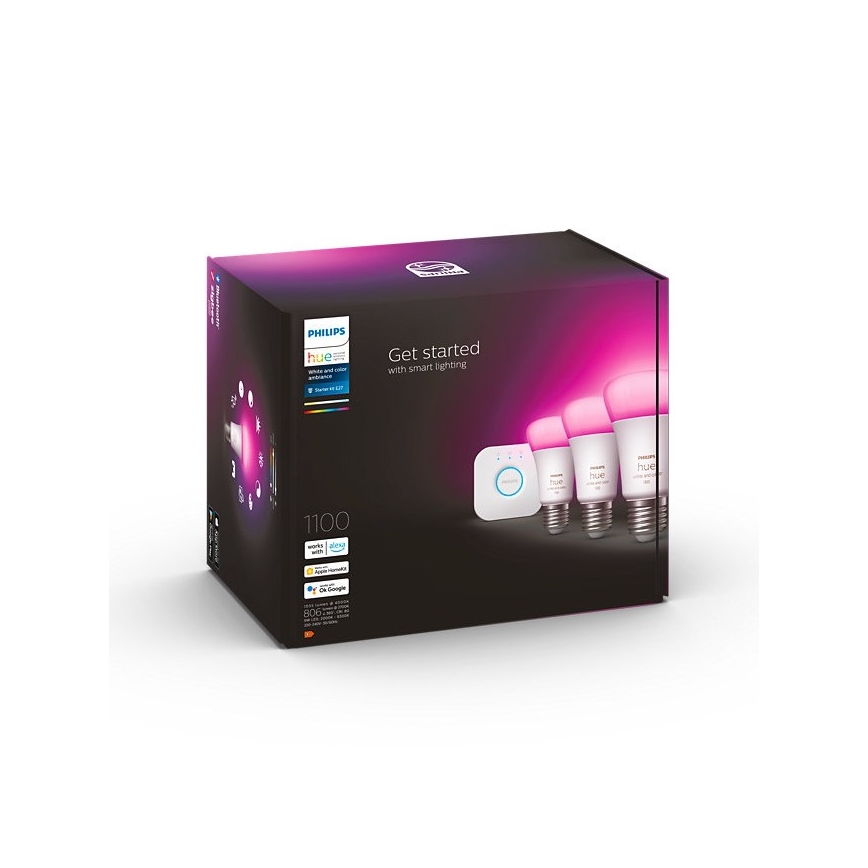 Alap Philips Hue WHITE AND COLOR AMBIANCE 3xE27/9W/230V 2000-6500K + összekötő eszköz