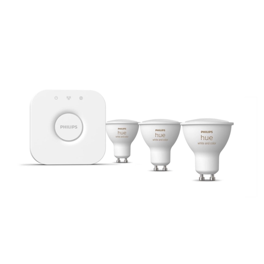 Alap Philips Hue WHITE AND COLOR AMBIANCE készlet 3xGU10/5,7W/230V 2000-6500K + összekötő eszköz