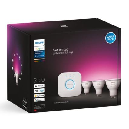 Alap Philips Hue WHITE AND COLOR AMBIANCE készlet 3xGU10/5,7W/230V 2000-6500K + összekötő eszköz