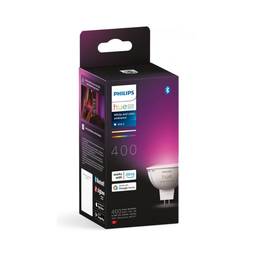Philips Hue White and Color Ambiance GU5,3/MR16/6,3W/12V állítható fényerejű LED RGBW izzó 2000-6500K