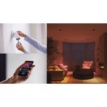 Kezdőcsomag Philips Hue WHITE AND COLOR AMBIANCE 3xGU10/4,2W 2000-6500K + Hue Bridge és dimmer kapcsoló