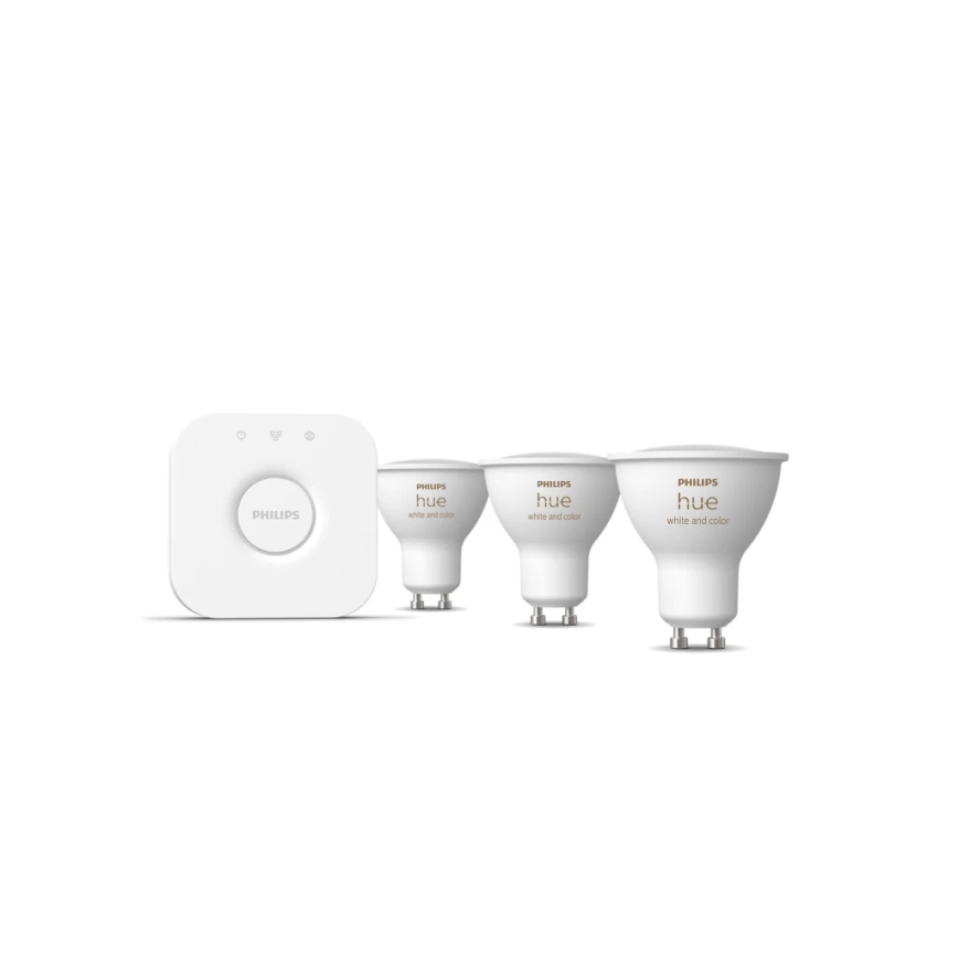 Kezdőcsomag Philips Hue WHITE AND COLOR AMBIANCE 3xGU10/4,2W/230V 2200-6500K + Hue bridge
