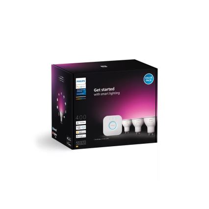 Kezdőcsomag Philips Hue WHITE AND COLOR AMBIANCE 3xGU10/4,2W/230V 2200-6500K + Hue bridge