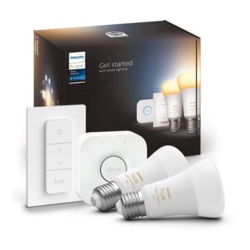 Philips Hue WHITE AMBIANCE alapkészlet 2×E27/8W/230V + Hue Bridge és fényerőszabályzó kapcsoló