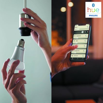 Philips Hue WHITE AMBIANCE alapkészlet 2×E27/8W/230V + Hue Bridge és fényerőszabályzó kapcsoló