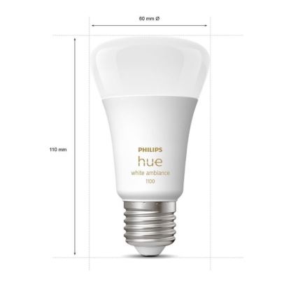Philips Hue WHITE AMBIANCE alapkészlet 2×E27/8W/230V + Hue Bridge és fényerőszabályzó kapcsoló